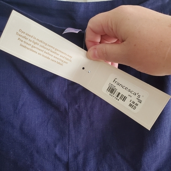 NWT Alya Scalloped Navy Linen shorts size M - Picture 4 of 6